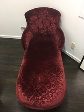 Vintage Red Velvet Floral Brocade Lounge Chair