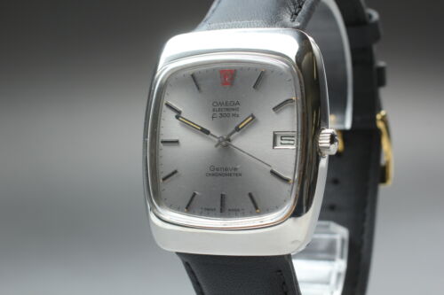 [Exc+5 ] New Band!Vintage Omega Geneve Electronic f300HZ Chronometer Men's Watch - Imagen 1 de 10