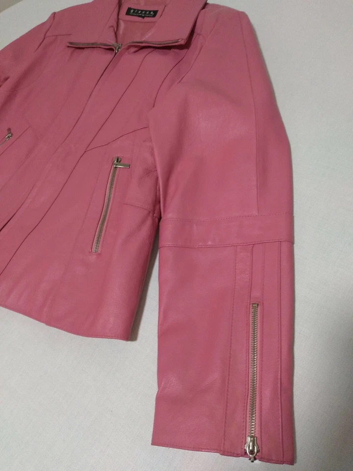 Винтажная кожаная мотокуртка Giacca A Gallery Company ярко-розовый размер XL - Изображение 2 из 4