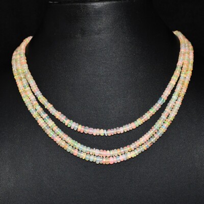 125,00 kt 3 Strang erstaunliche äthiopische Opal Perlen Schmuck Halskette VK 40 E593