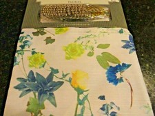 new 13 pc Fabric SHOWER CURTAIN Teal Blue Lavender Purple Floral FLOWERS Hooks