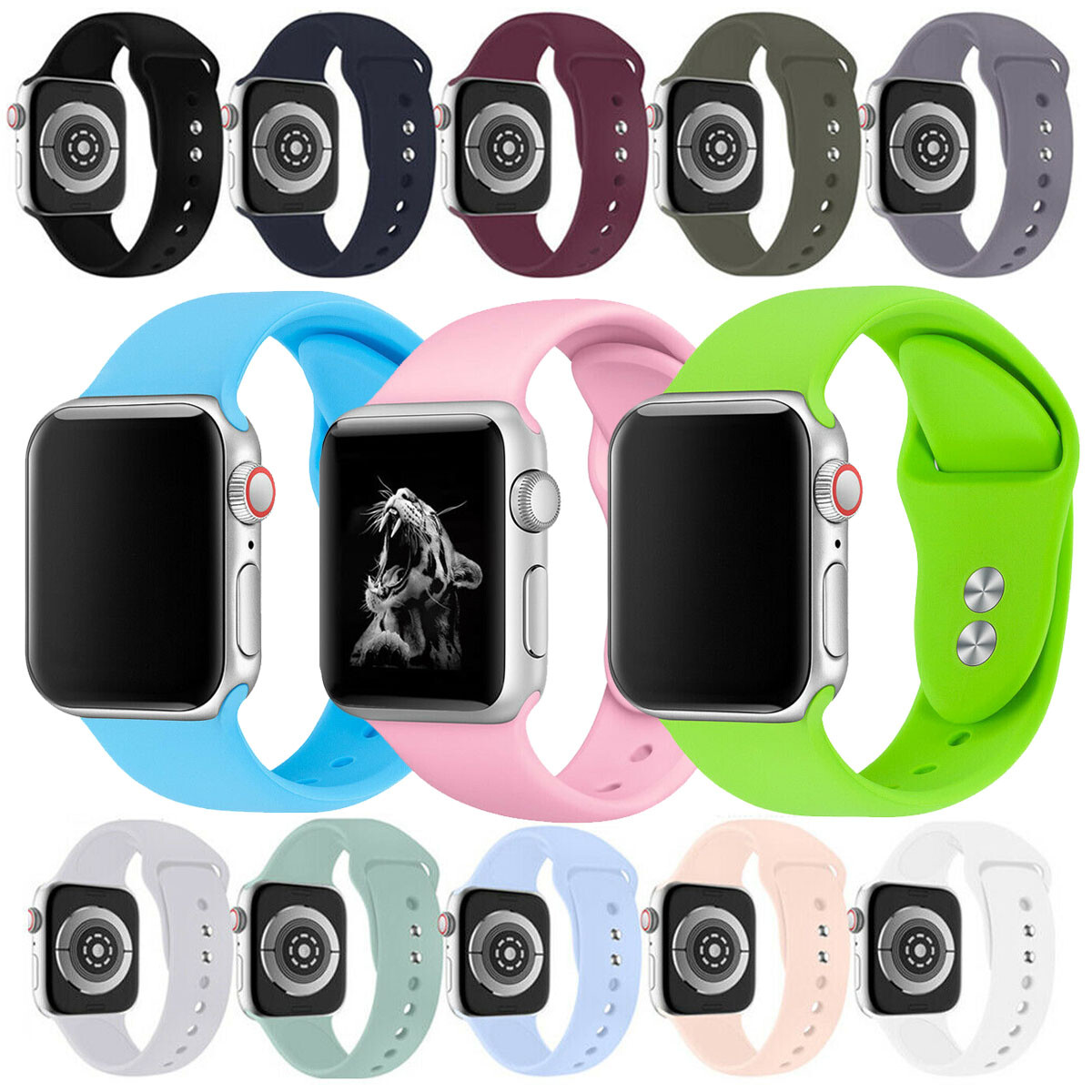 Silicone Band Strap For Apple Watch 1/2/3/4/5 iWatch Sports Series - Main Image