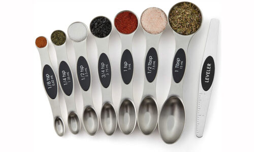 Magnetic Dual Sided Measuring Spoons with Leveler Set of 8-3 Colors To Pick From - Picture 1 of 23