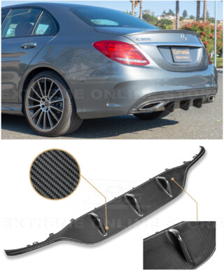 EOS For 15-18 W205 C-Class AMG Sport | CARBON FIBER Rear Bumper Lower Diffuser