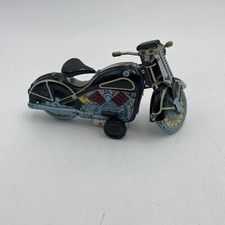 Classic Black Retro Motorcycle Wind Up Clockwork Tin Toy Missing Key