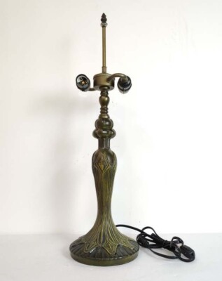 Tiffany Table Lamp Abstract Base Only, 2 E27 Bulb Holder Antique Brass for 16''
