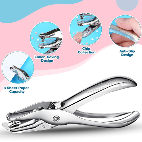 5 Pcs Single Hole Punch Circle Small 1/8 Inch One Hole Punch Bulk for Craft Tag - Picture 4 of 7