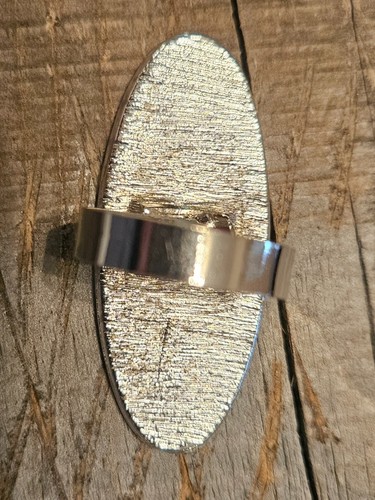 Green Enamel Ring Statement Cocktail Ring Adjustable Band - Picture 7 of 13