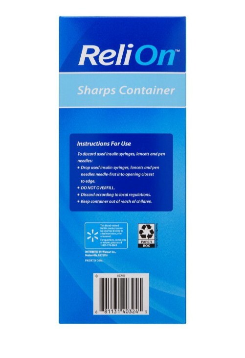 Relion Sharps Container For Insulin Syringes, Pen Needles, And Lancets