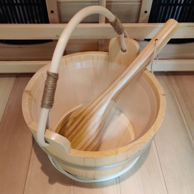 6 Liter Holz Sauna Eimer & Schöpfkelle Spa Zubehör mit Massivholz und exquisite
