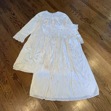Vintage Shadowline 2-Pc Peignoir Set Floral Lace Embroidered Night Gown M Read