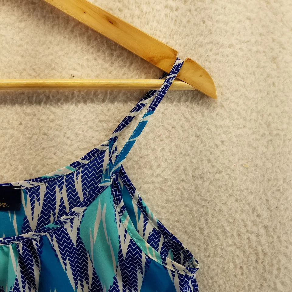 Francesca Blue Rain Shirt Womens Small Blue Diamond Camisole Tank Top Cami USA - Image 2 of 4