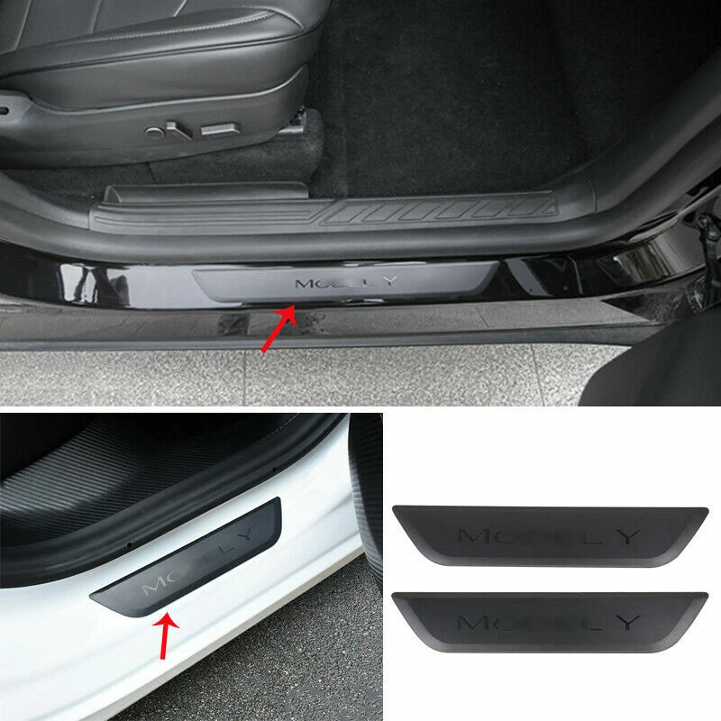 for Tesla Model Y 2020-2023 Black Rear Door Sill Protector PC Plastic