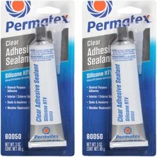 Permatex 80050 Clear RTV Silicone Adhesive Sealant Set (66B) 6oz (2x3oz Tube)