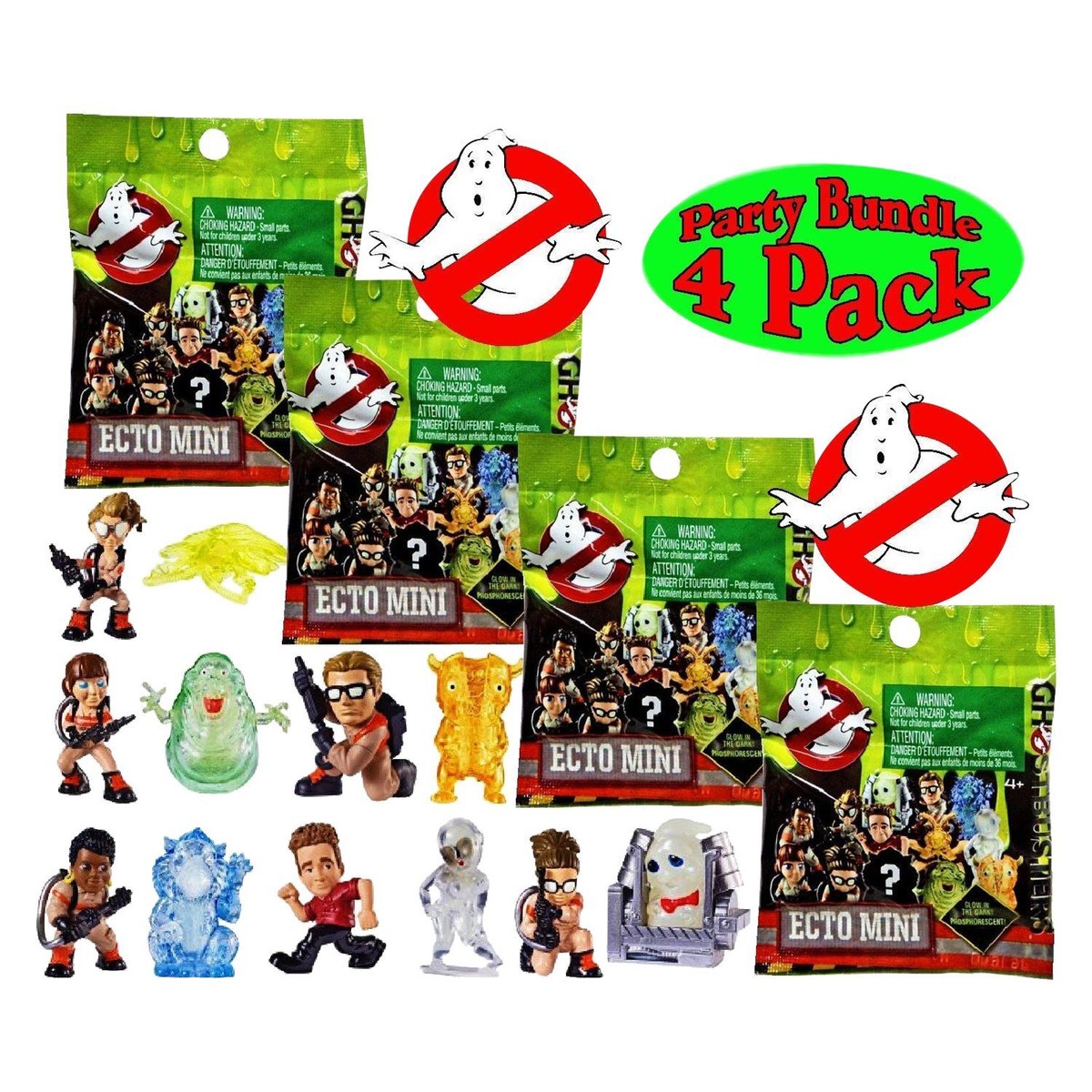 コミック・アニメ Ghostbusters Ecto Mini Glow in the Dark Ghostbusters Ecto Minis Blind Bags 4-pack Glow in Dark Ghosts