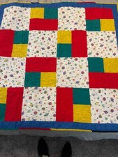 Handmade Reversible Crib Quilt Nursery Decor Unisex Stars and Planets