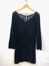 Free People Lace Long Sleeve Mini Dress Women's L Black Dress