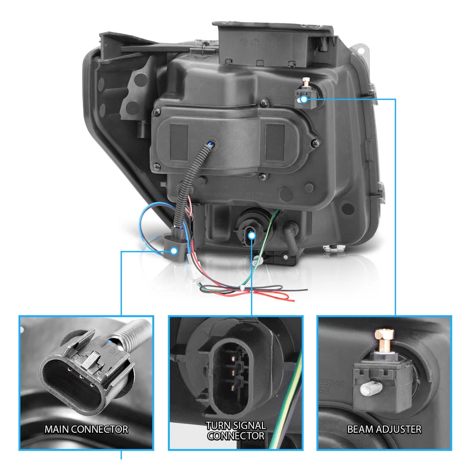 2007-2012 For Dodge Nitro LED Turn Signal Projector Black Headlights Pair - Imagem 3 de 4