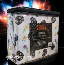 4pc Halloween SUGAR SKULL QUEEN Bed Sheet Set Dia De Los Muertos Day Of Dead New