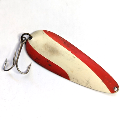 Vintage 1980 Blue Fox Pixee Brass Aqua Spoon Lure Red White | eBay