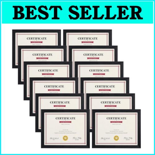 Set of 12 Black 8.5x11 Picture Frames - Modern Display for Certificates & Photos