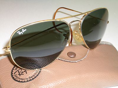 58mm VINTAGE B&L RAY BAN COIL WRAP-AROUNDs G15 GOLD PLATED AVIATOR