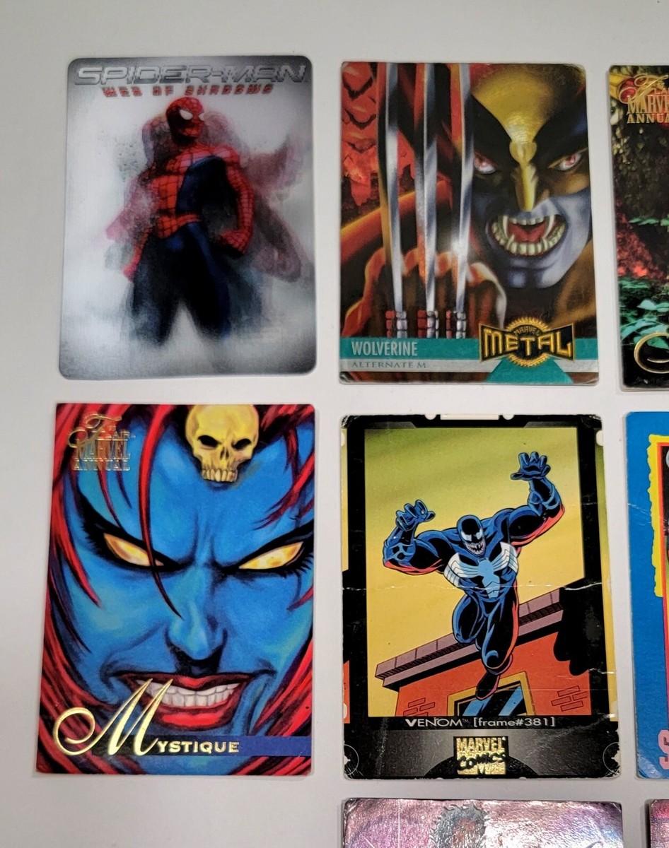 Vintage 90s Marvel Trading Card LOT of 13, Fleer, Impel, Metal, Flair