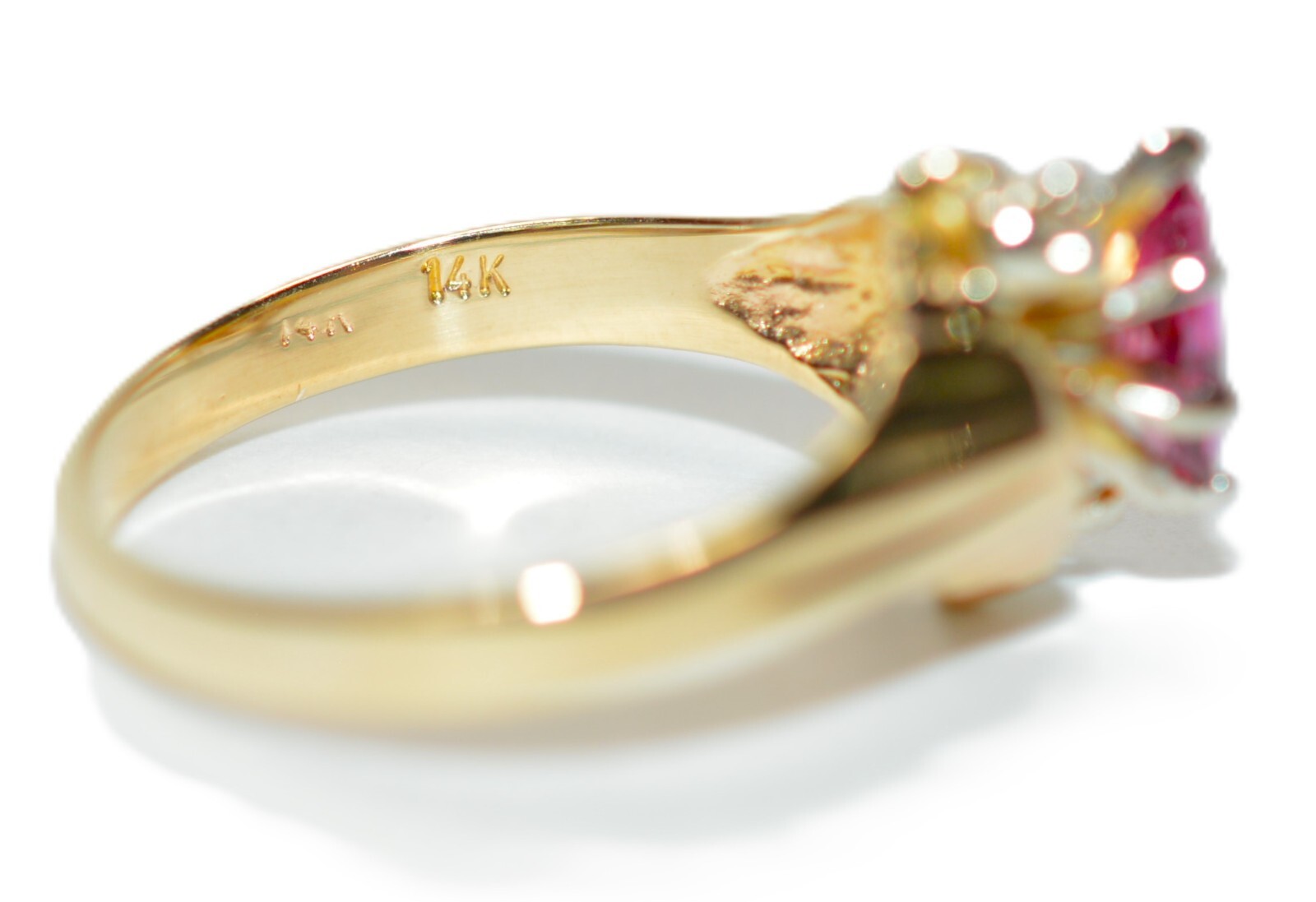 Natural Ruby & Diamond Ring 14K Solid Gold .48tcw… - image 6