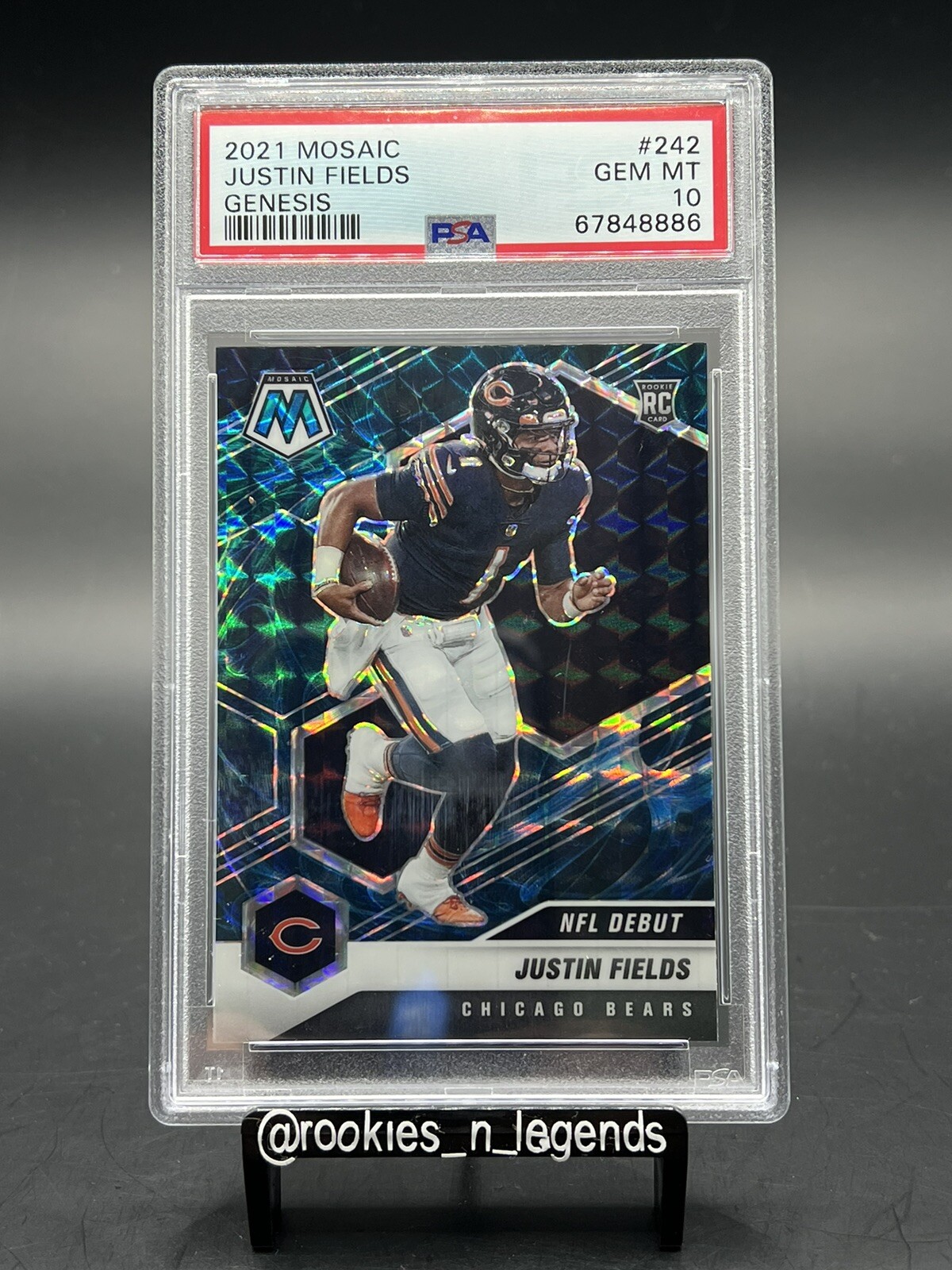 JUSTIN FIELDS 2021 Panini Mosaic 🔥ROOKIE GENESIS PRIZM🔥 RC #242 PSA 10 Gem Mt