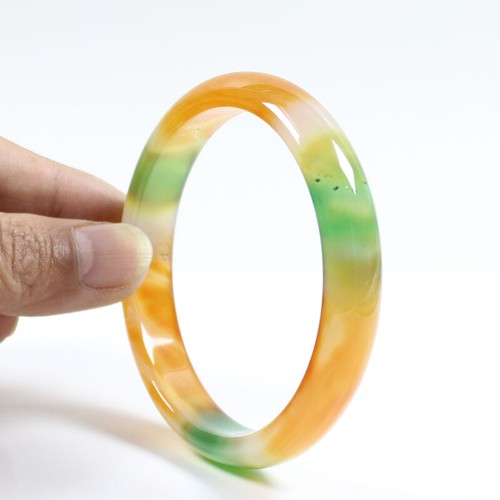 Brazalete Brazalete 69mm Certificado Ágata Natural Calcedonia Multicolor Jade j7438 - Imagen 2 de 9