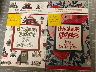 Kell Of A Plan Christmas Lot Of Planner Sticker Books Used w/ Missing Stickers