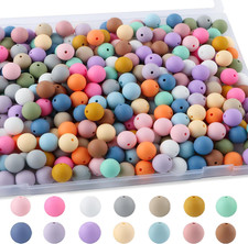 170Pcs 15Mm Silicone Beads for Keychain Making, Mixed Color round Silicone Beads