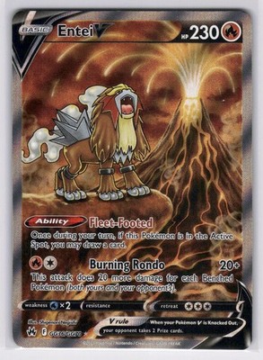 Entei V GG36/GG70 - Holo V Rare Crown Zenith Galarian Gallery Pokemon NM