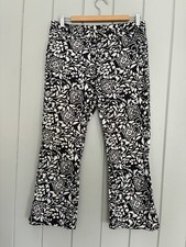 Vtg Ralph Ralph Lauren Kick Flare Pants 8 Black White Floral Printed Cotton