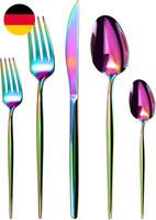 Regenbogen Besteck Set 6 Personen,Targzier 30 Teilig Edelstahl Bestecksets Bunte