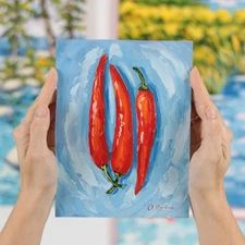 Red Chili Pepper Oil Painting Original Chillies Still Life Painting Vegetable
