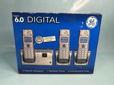 GE Dect 6.0 Digital 3 Handset Silver Cordless Phone Answering System - NEW