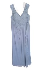 Azazie Edelin Dusty Blue Bridesmaid Dress Size 18 A-Line Maxi Sweetheart Mesh