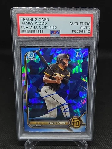 2022 1st Bowman Chrome James Wood Signed Blue Sapphire PSA/DNA Auto