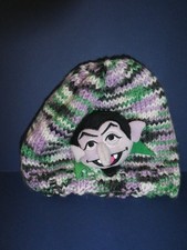 NEW,HAND KNIT SESAME STREET "THE COUNT" CHILD ONE SIZE MULTI-COLOR BEANIE 2