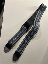 Vintage Woven Guitar Strap Cowboy Hippie Classic Blue Ylw Red Leather Vinyl ACE