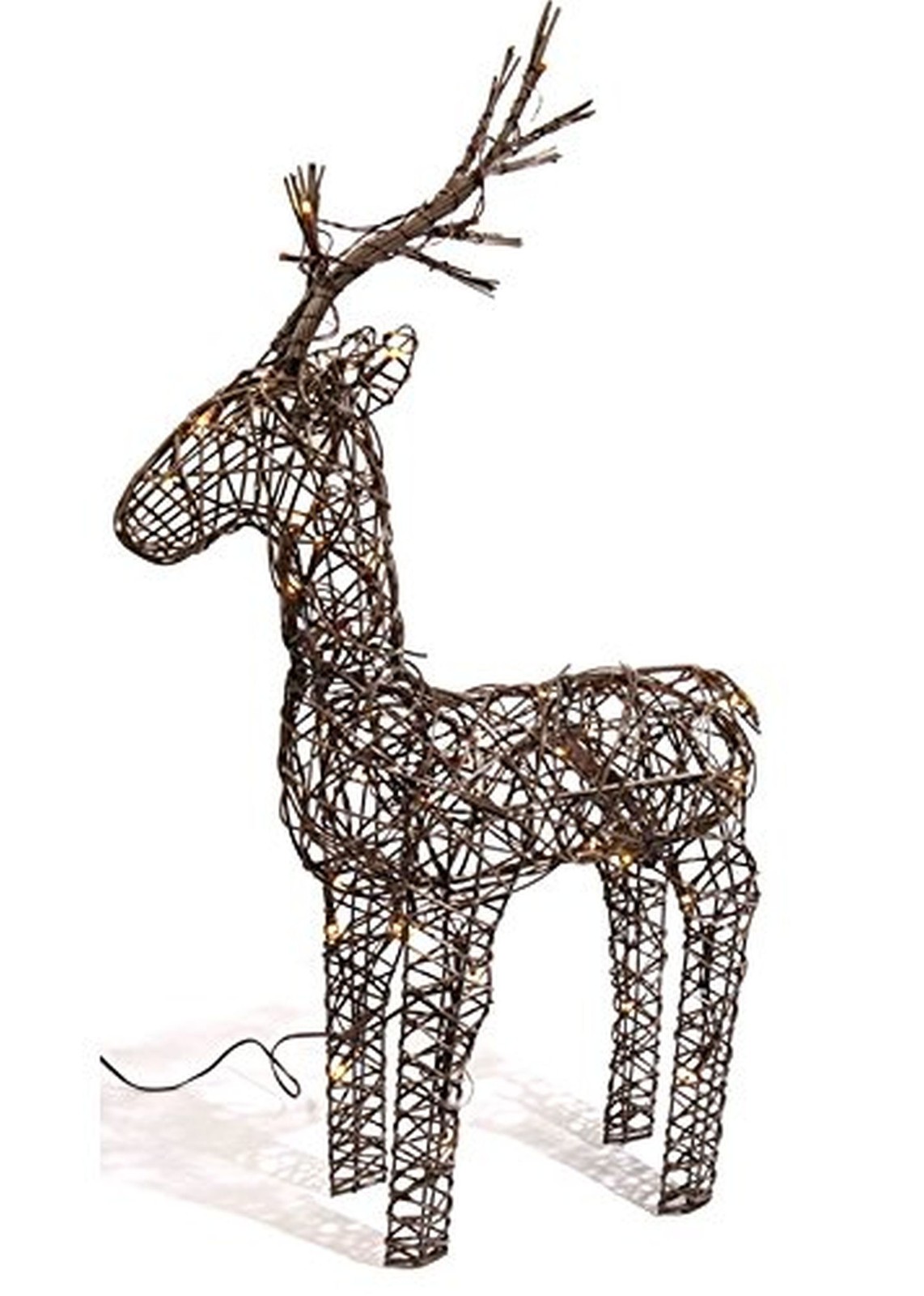 Brown Wicker Deer LED Christmas Reindeer Decoration 48 Warm White Lights 60cm