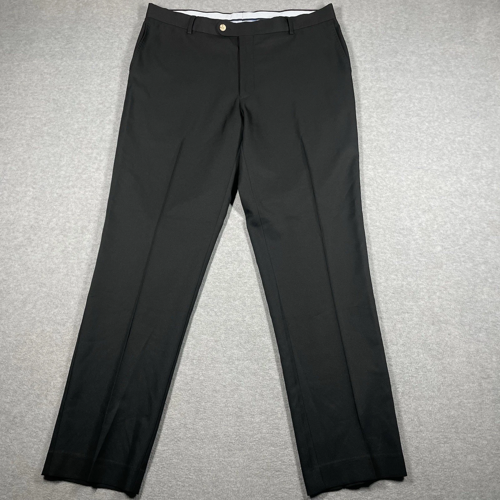 Peter Millar Pants Mens 36x31.5 Black Flat Front Golf Chinos Solid Sports