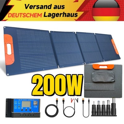 Solarpanel Faltbar 200W 12V Tragbar Solarmodule für Boat Camping Wohnmobil Boot