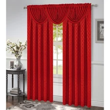 Robin Jacquard Rod Pocket Window Panel, Red, 54x84 Inches
