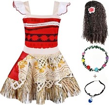Kids Moana Costume Girls Princess Fancy Dress Outfit & Dressing Up Accessories