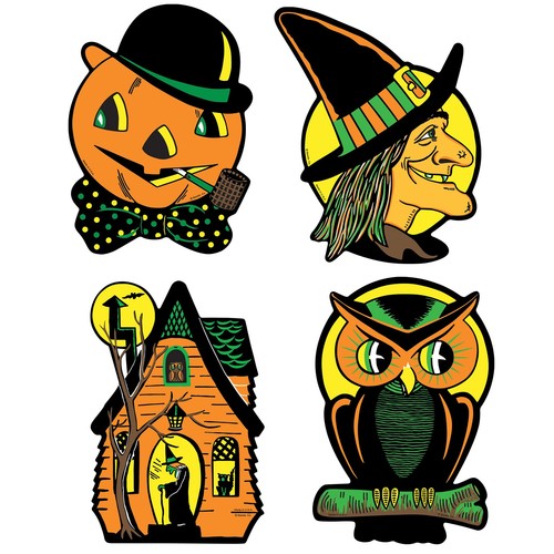 Beistle Packaged Halloween Cutouts 8.5" - 9.25", Multi Color