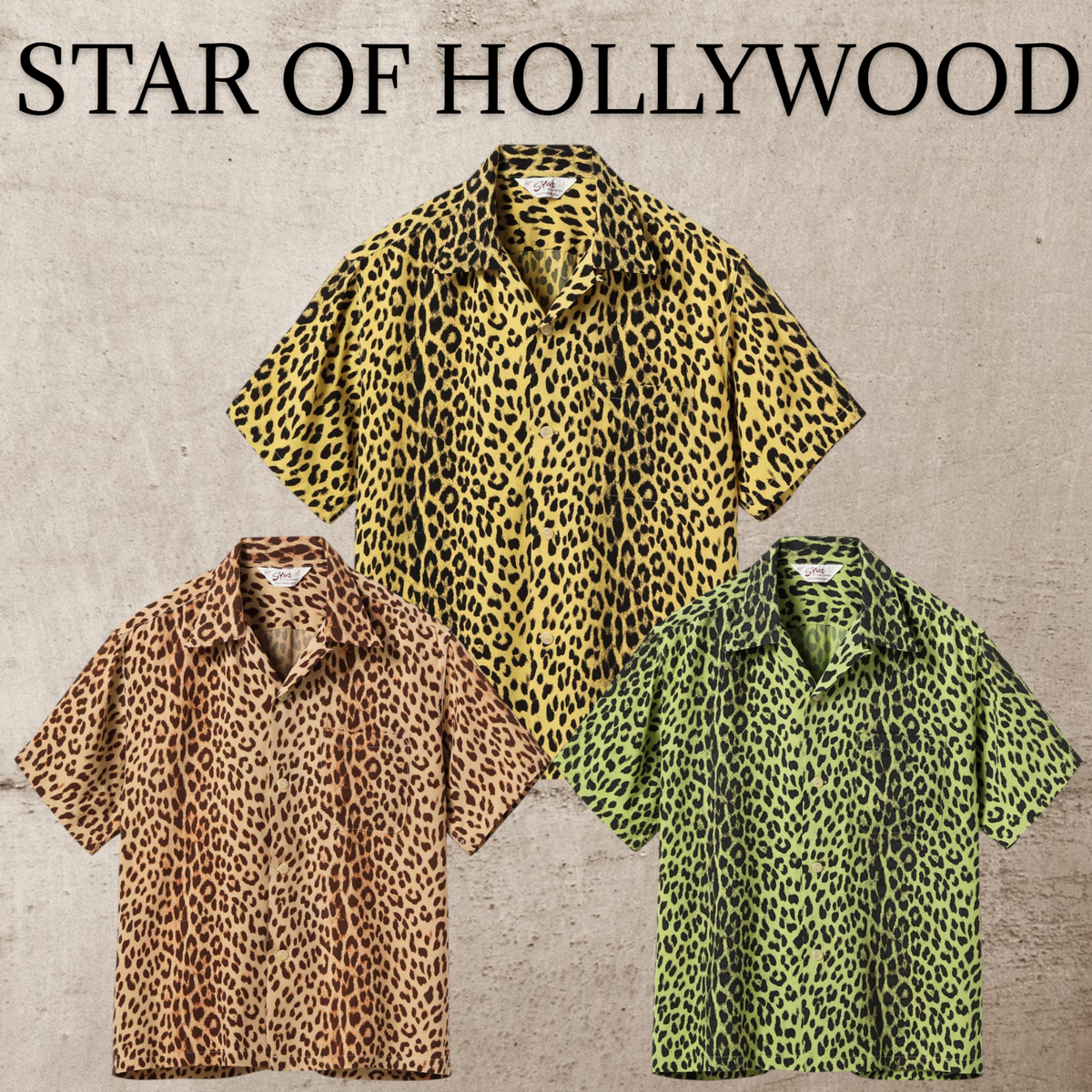STAR OF HOLLYWOOD SH39490 HIGH DENSITY RAYON OPEN SHIRT LEOPARD