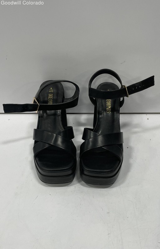 Dream Pairs Womens Black Open Toe Adjustable Ankle Strap Heels Size 8