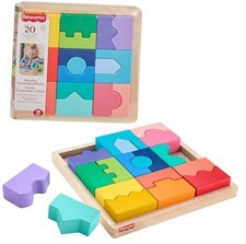 Wood Toddler Toy Interlocking Blocks Stacking Jigsaw Puzzle with 20 Wooden